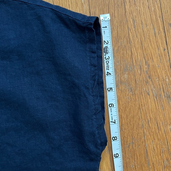 Quince Size Large 100% Linen Navy Blue Boxy Blouse Top Short Sleeved Shirt - Picture 11 of 11